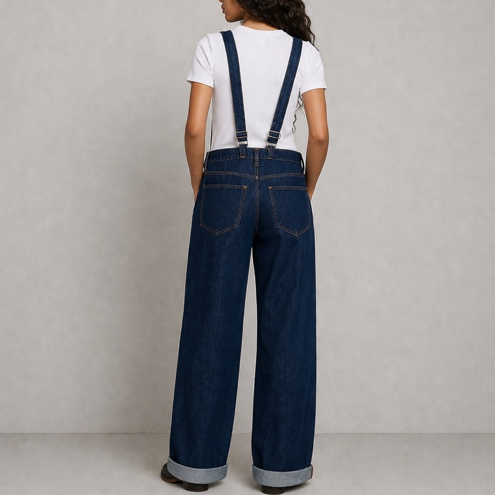 FRAME Le Italian Wide Leg Denim Overalls - Picture 2 of 13